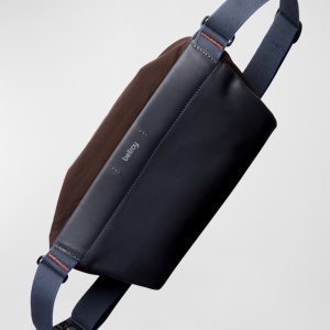 Men's Mini Sling Premium Leather & Nylon Belt Bag- sku215512724