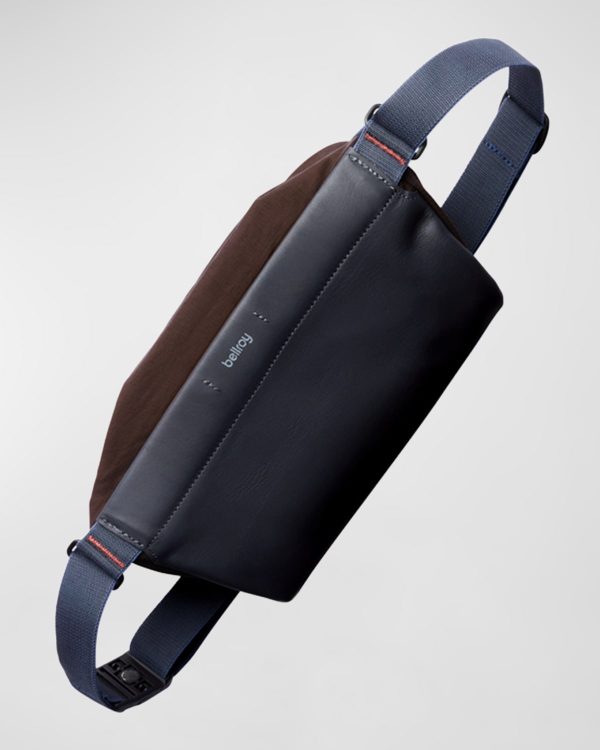 Men's Mini Sling Premium Leather & Nylon Belt Bag- sku215512724