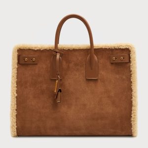 Men's Sac De Jour Shearling-Trim Leather Tote Bag- sku211581712
