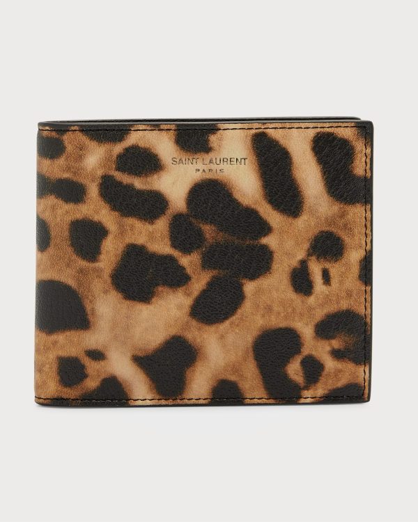 Men's East/West Leopard-Print Leather Wallet- sku211640684