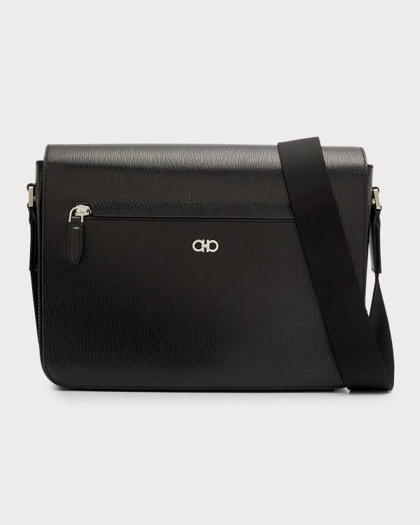 Men's Gancini Revival Leather Messenger Bag- sku212562029