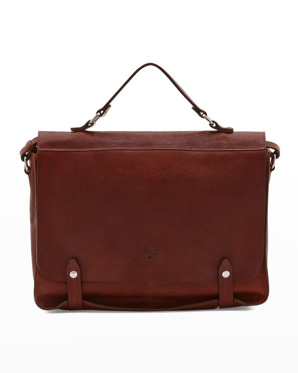 Men's Brolio Vachetta Leather Briefcase Bag- sku213200255