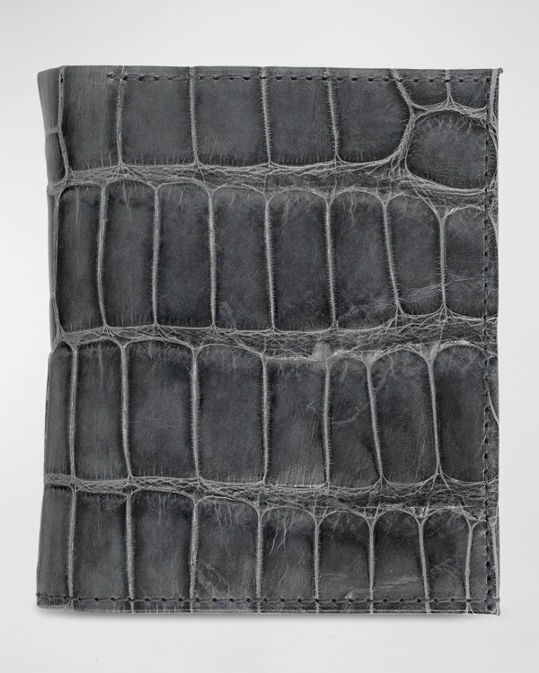 Men's Glazed Alligator Leather Bifold Wallet- sku213330908