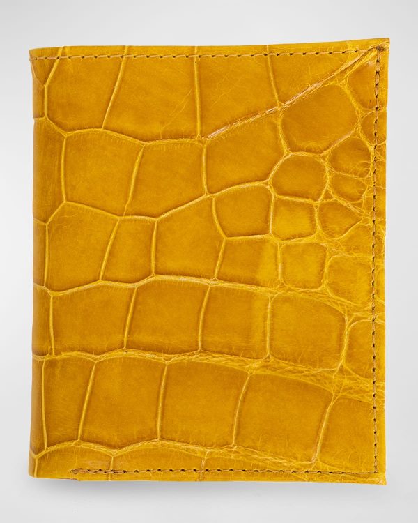 Men's Glazed Alligator Leather Bifold Wallet- sku213320820