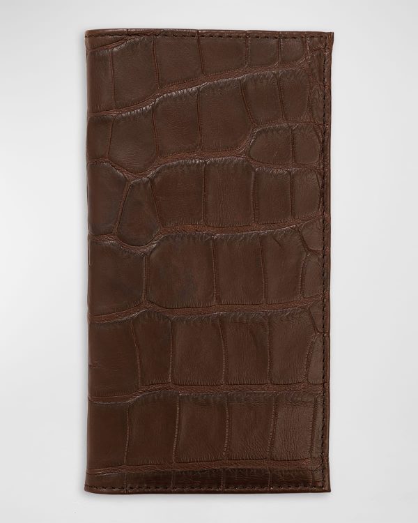 Men's Matte Alligator Leather Bifold Coat Wallet- sku213320845