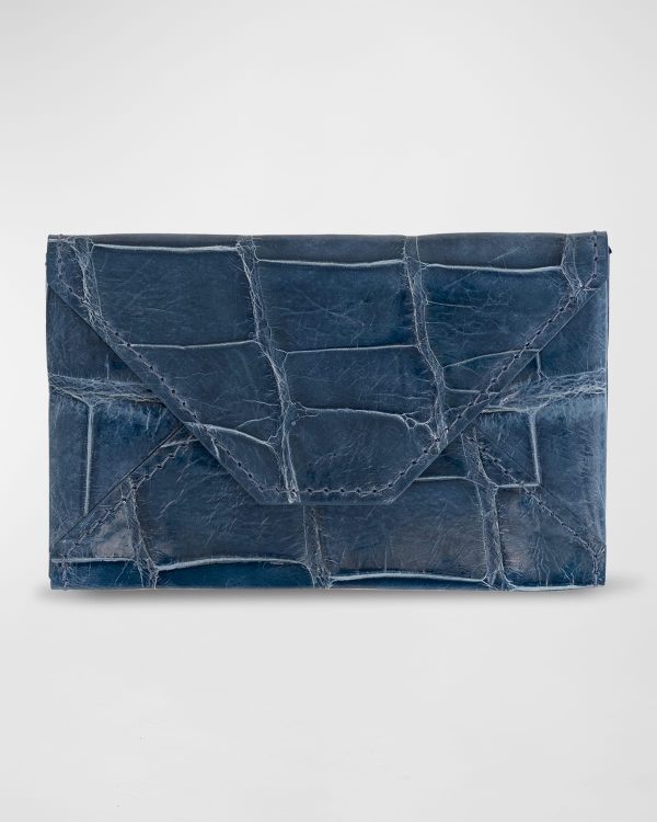 Men's Glazed Alligator Leather Envelope Card Case- sku213330953