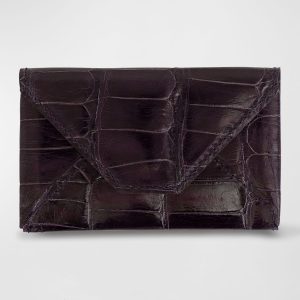 Men's Glazed Alligator Leather Envelope Card Case- sku213320823