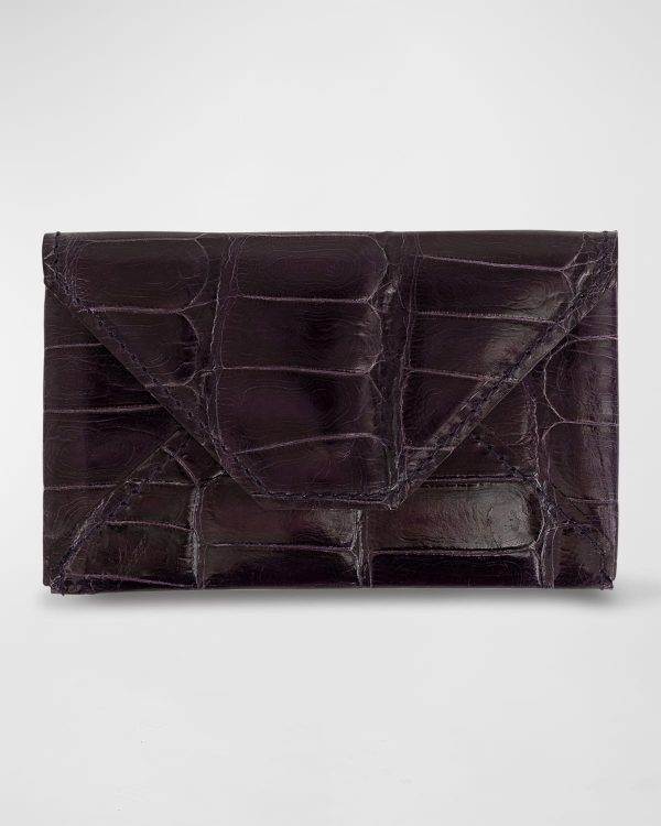 Men's Glazed Alligator Leather Envelope Card Case- sku213320823