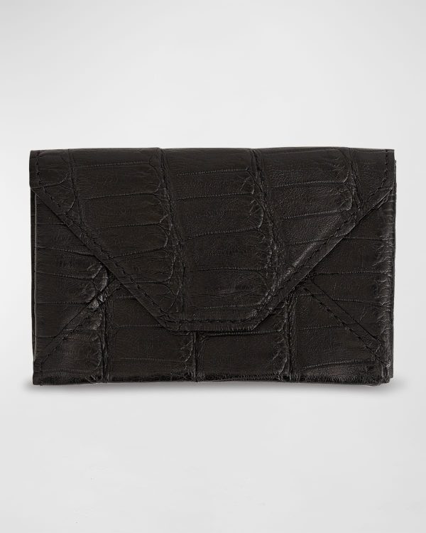 Men's Matte Alligator Leather Envelope Card Case- sku213331070