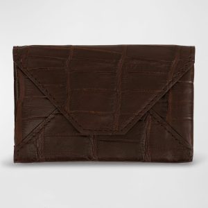 Men's Matte Alligator Leather Envelope Card Case- sku213321025