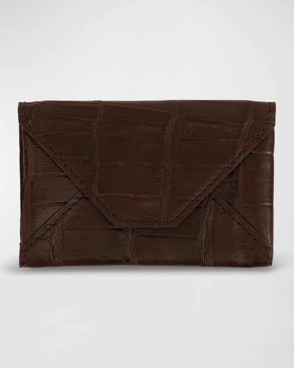 Men's Matte Alligator Leather Envelope Card Case- sku213321025