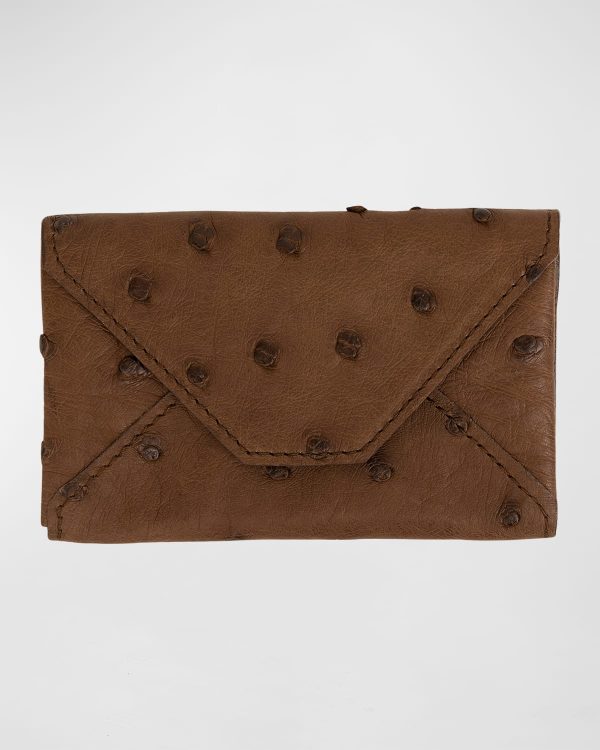 Men's Ostrich Leather Envelope Card Case- sku213331033
