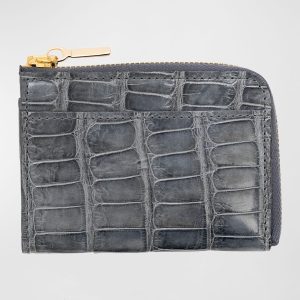 Men's Glazed Alligator Leather Zip Card Case- sku213320944
