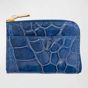 Men's Glazed Alligator Leather Zip Card Case- sku213320913