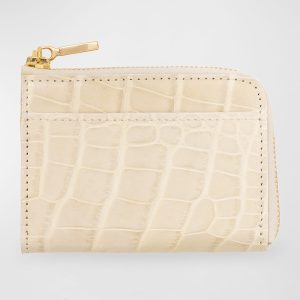 Men's Glazed Alligator Leather Zip Card Case- sku213331091
