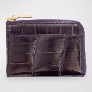 Men's Glazed Alligator Leather Zip Card Case- sku213320968