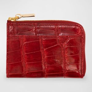 Men's Glazed Alligator Leather Zip Card Case- sku213331111