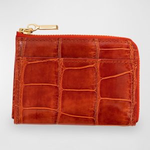 Men's Glazed Alligator Leather Zip Card Case- sku213320988