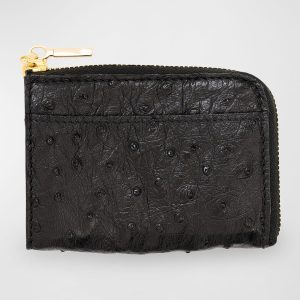 Men's Ostrich Leather Zip Card Case- sku213331123