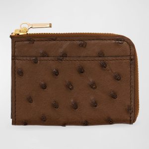 Men's Ostrich Leather Zip Card Case- sku213321043