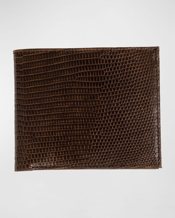 Men's Lizard Leather Bifold Wallet- sku213320276