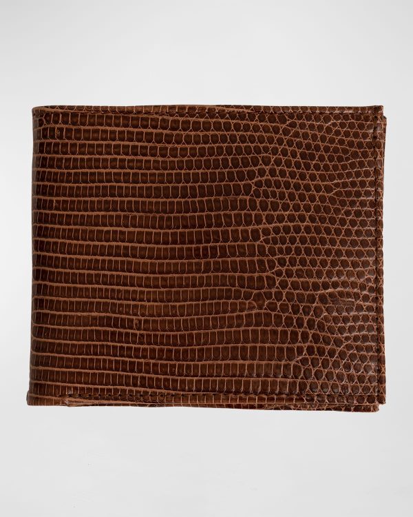 Men's Lizard Leather Bifold Wallet- sku213330261