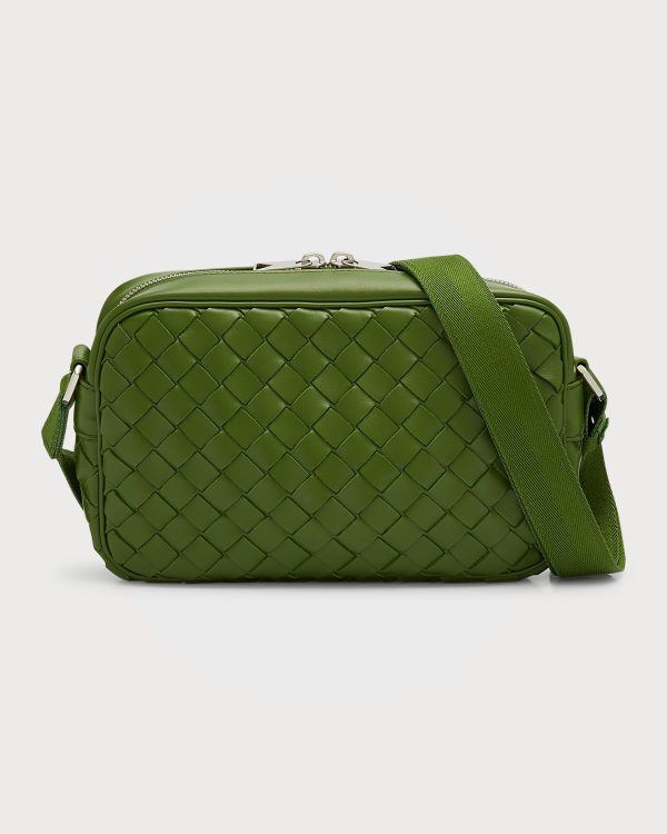 Men's Leather Intrecciato Crossbody Camera Bag- sku214870742