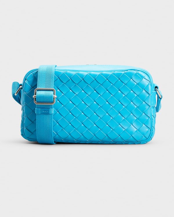 Men's Leather Intrecciato Crossbody Camera Bag- sku213822596