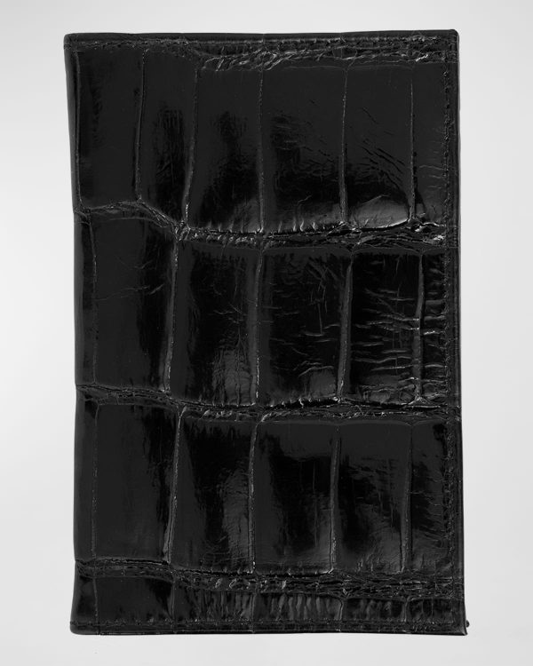 Men's Glazed Alligator Leather Bifold Card Case- sku213350507