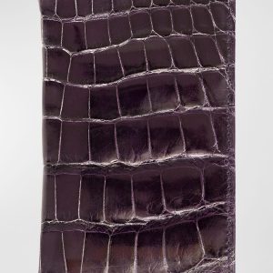 Men's Glazed Alligator Leather Bifold Card Case- sku213340709