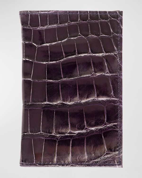 Men's Glazed Alligator Leather Bifold Card Case- sku213340709