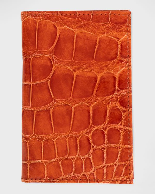 Men's Glazed Alligator Leather Bifold Card Case- sku213340712