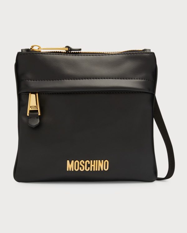 Men's Leather Crossbody Bag with Metal Logo- sku213571037