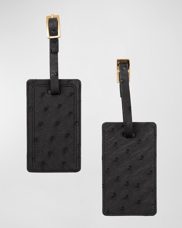 Ostrich Leather Luggage Tag, Set of 2- sku213970204
