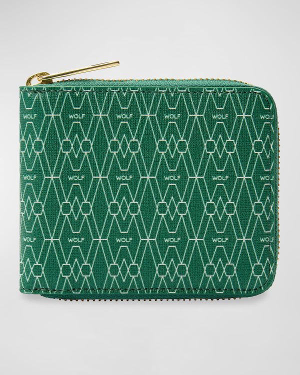 Men's Vegan Monogram Zip-Around Wallet- sku214090450