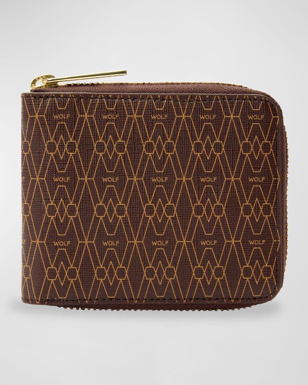 Men's Vegan Monogram Zip-Around Wallet- sku214102232