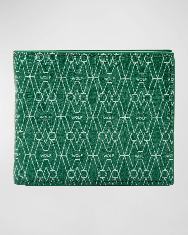 Men's Vegan Monogram Billfold Wallet w/ Coin Pocket- sku214101892