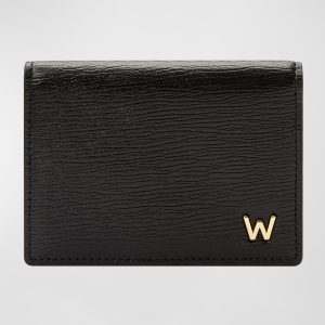 Men's W-Plaqué Recycled Leather Bifold Card Case- sku214100864