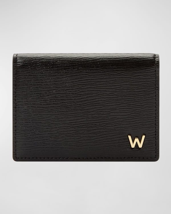 Men's W-Plaqué Recycled Leather Bifold Card Case- sku214100864