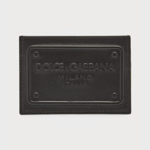 Men's Embossed Logo Leather Card Case- sku214700755