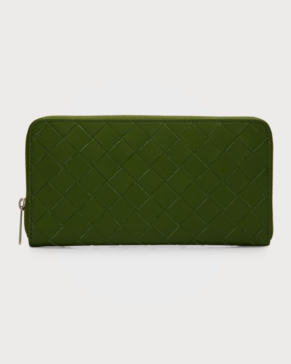 Men's Intrecciato Leather Zip-Around Wallet- sku214870341