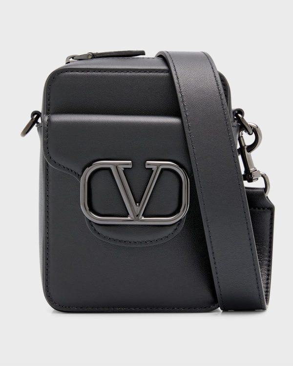 Men's VLogo Leather Crossbody Bag- sku216621232