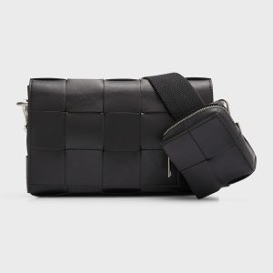 Men's Cassette Intreccio Leather Crossbody Bag- sku217220056