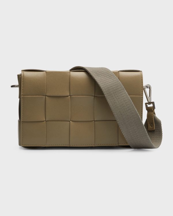 Men's Cassette Intreccio Leather Crossbody Bag- sku217220057