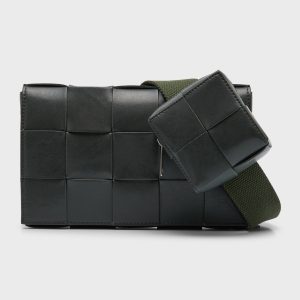 Men's Cassette Intreccio Leather Crossbody Bag- sku219291096