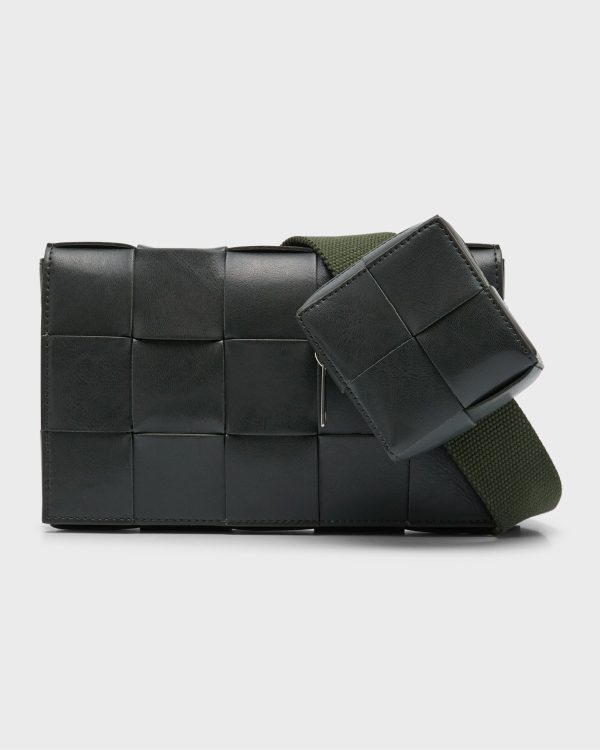 Men's Cassette Intreccio Leather Crossbody Bag- sku219291096