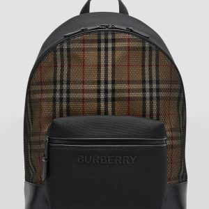 Men's Check and Mesh Backpack- sku217220003
