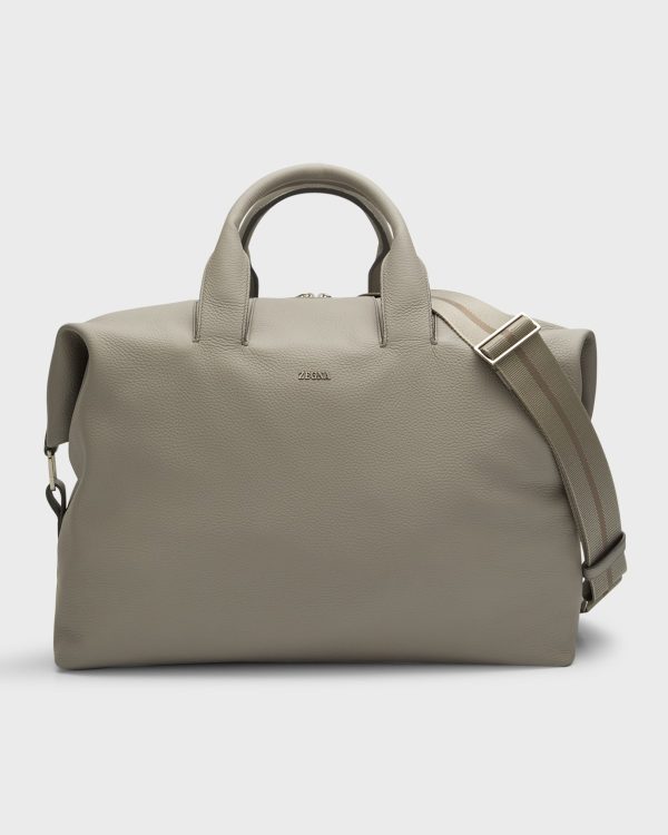 Men's Holdall Raglan Leather Duffle Bag- sku217280507
