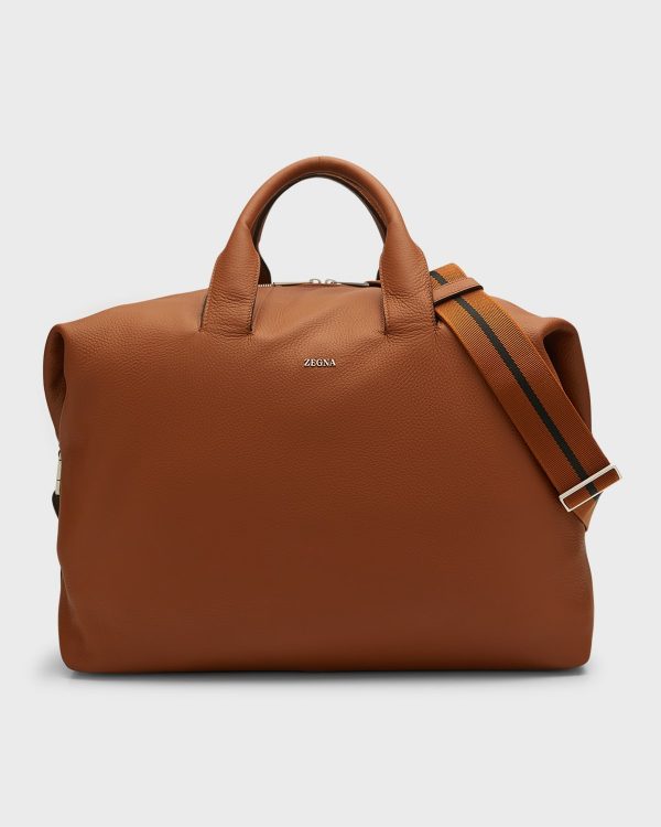 Men's Holdall Raglan Leather Duffle Bag- sku217280504