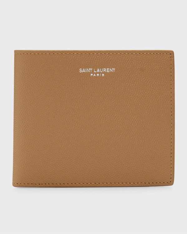Men's Grained Leather Bifold Wallet- sku217461043